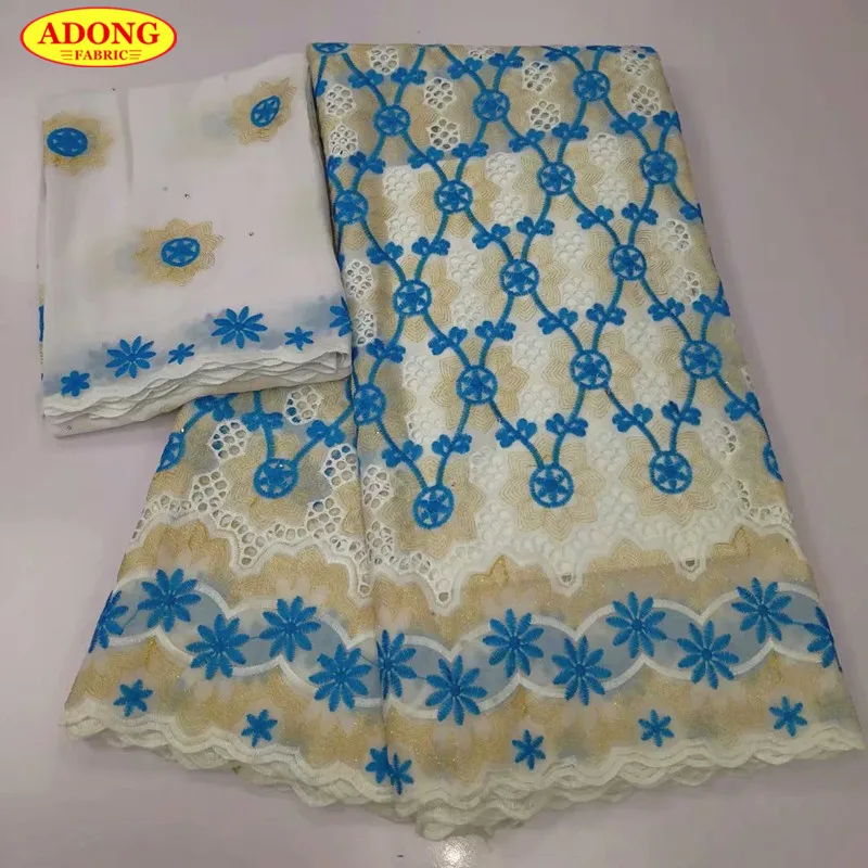 

Nigerian Swiss Voile Lace Fabric 5 Yards Embroidery Fabric High Quality African Dry Lace Chiffon Fabrics 2 Yards With Stones