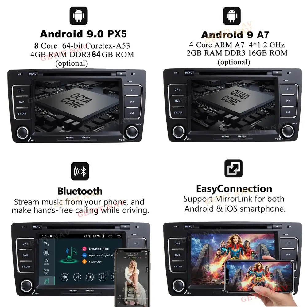 Cheap DSP Android 9.0 Car DVD Multimedia Player For Skoda Octavia 2009-2013 A 5 WiFi BT Car Stereo Radio Head Unit GPS NAVI IPS Screen 1