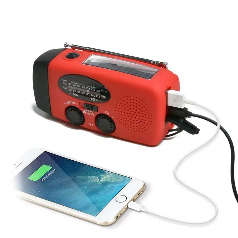 

Multifunctional Hand radio Solar Crank Dynamo Powered AM/FM/NOAA Weather Radio Use Emergency LED Flashlight and Power Bank
