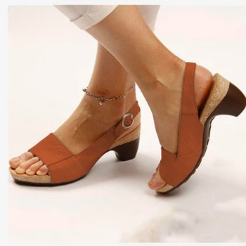 

Women's Sandals Genuine Leather Platform Sandal 2020 Summer Thick Sole High Heels Ladies Sandal Summer Shoes for Women