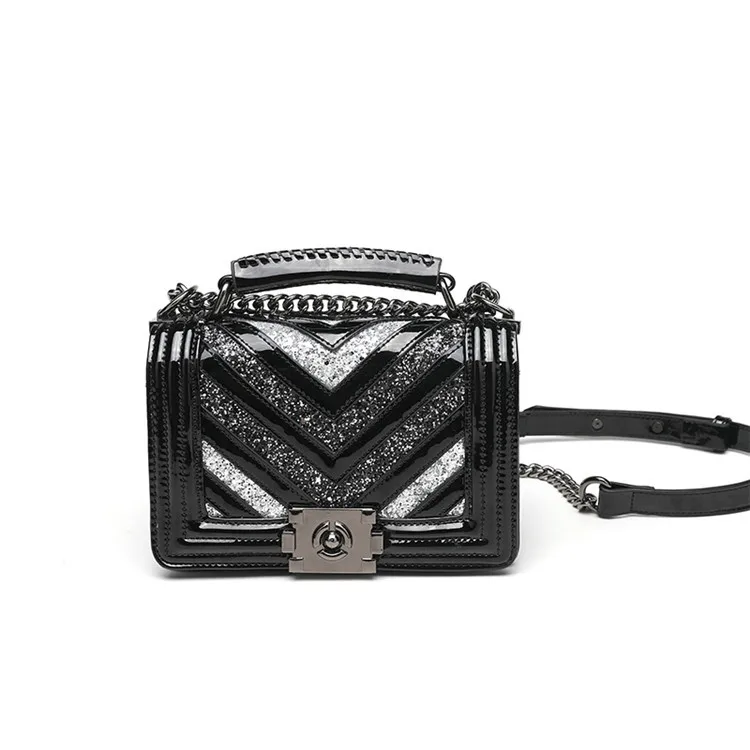 

2018 New Style Bag with Chain Europe And America Style Sequin PU Handbag Shoulder Bag Customizable
