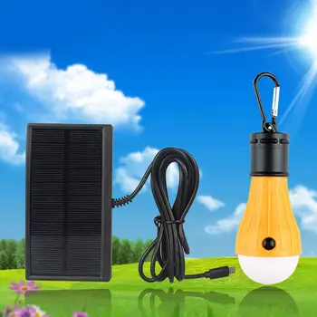 

Portable Handy LED Bulb 3 Mode Hook Tent Lamp Outdoor Soft Emergency Camping Light Hunting Lighting With Solar panel battery
