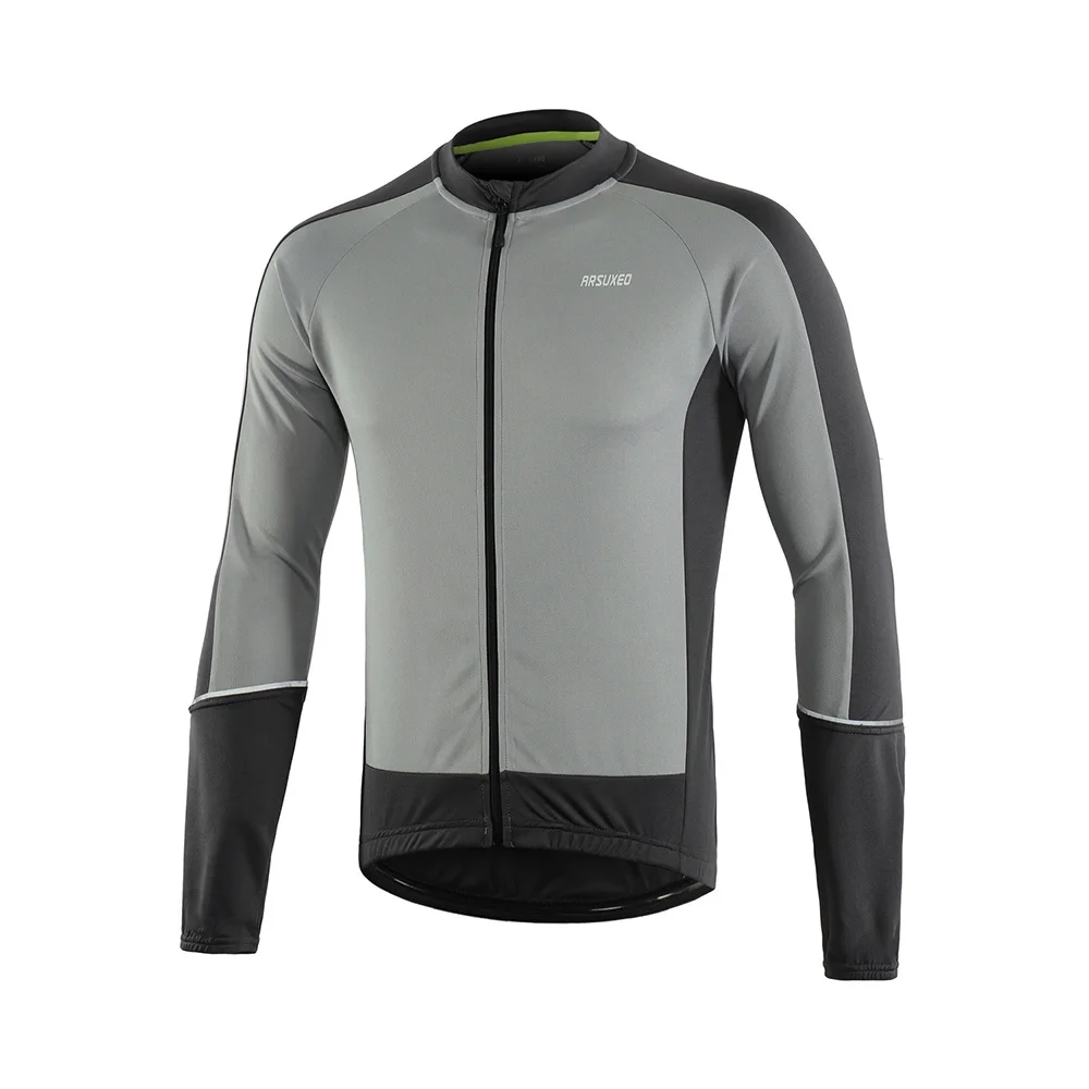 light grey ARSUXEO,, Мужская велосипедная футболка, профессиональная команда, длинный рукав, осень, для горного велосипеда, рубашки, одежда для велосипеда, быстросохнущая, 6033 - Цвет: light grey