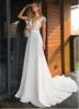 SoDigne Elegant Satin V-neck A-line Wedding Dresses 2022 Boho Bridal Gowns Backless Vestido de noiva Plus size Wedding Dress ► Photo 3/6