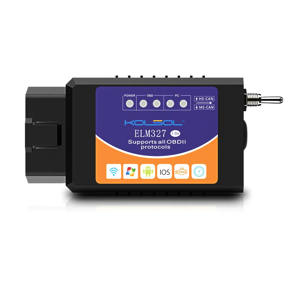 KOLSOL ELM327 V1.5 wifi OBD2 сканер с переключателем Автомобильный сканер работает на Android и iOS