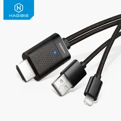 Hagibis кабель HDMI 1080 P HD ТВ цифровой av-адаптер Кабель HDMI HD качество зарядка через usb для IPhone 7 5S 8 Plus X iOS 9,0 или выше