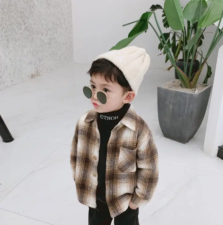 New Style Boys Plaid Thicken Shirt Autumn Winter Fashion Kids Top 1-6t PQ891