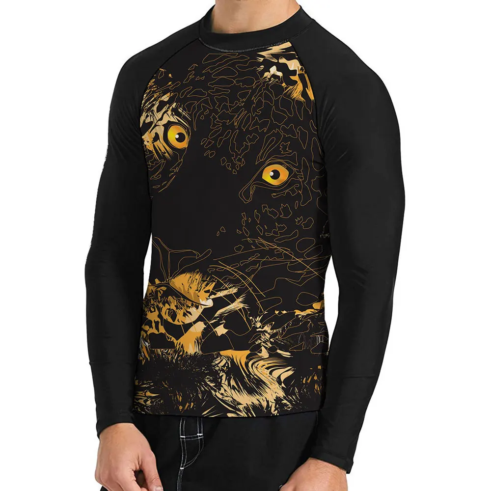 Men's Tiger Sun Protection Rash Guard Shirts Snorkeling Kayaking Sailing Clothing for Team Club