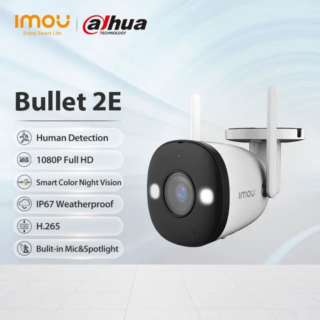 $US $45.99 Dahua Imou Full Color Night Vision Camera  Bullet 2E 1080P WiFi Outdoor Waterproof Home Security Human Detect Ip Camera