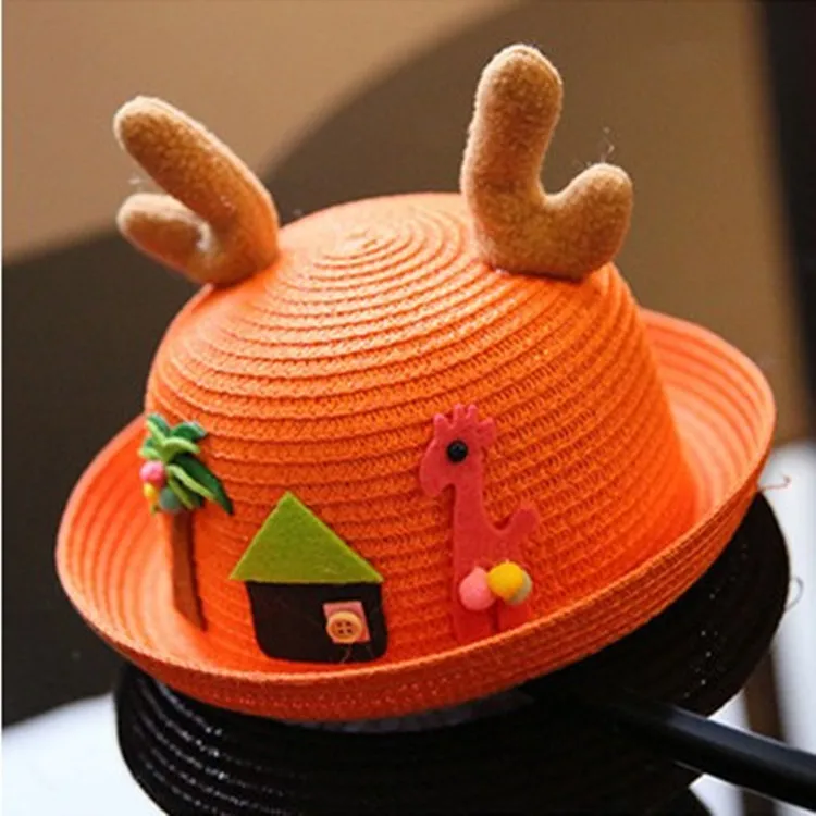 

Korean-style Spring And Autumn Summer Straw Hat 6-12 Months 1-2-4-Year-Old Children Bucket Hat Bowler Hat Infant Men And Women C
