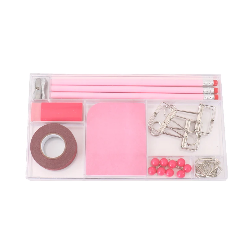 Пачка розовая серия стационарный набор карандашей блокнот для заметок нажимные булавки васи ленты скрепки школьные канцелярские принадлежности подарок стационарный H0345 - Цвет: Розовый