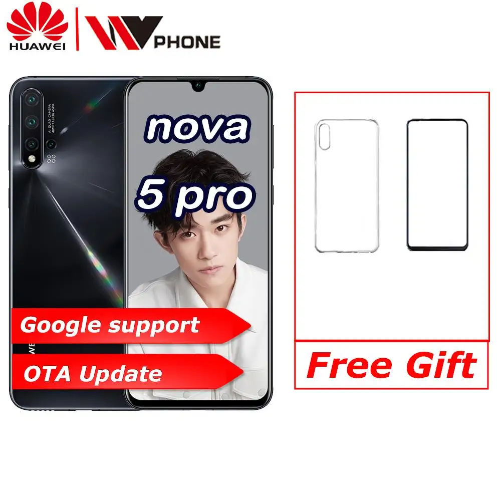 Huawei Nova 5 Pro 6 39 &quotOLED полный экран Поддержка NFC 2340*1080 Восьмиядерный 3500 мАч камер