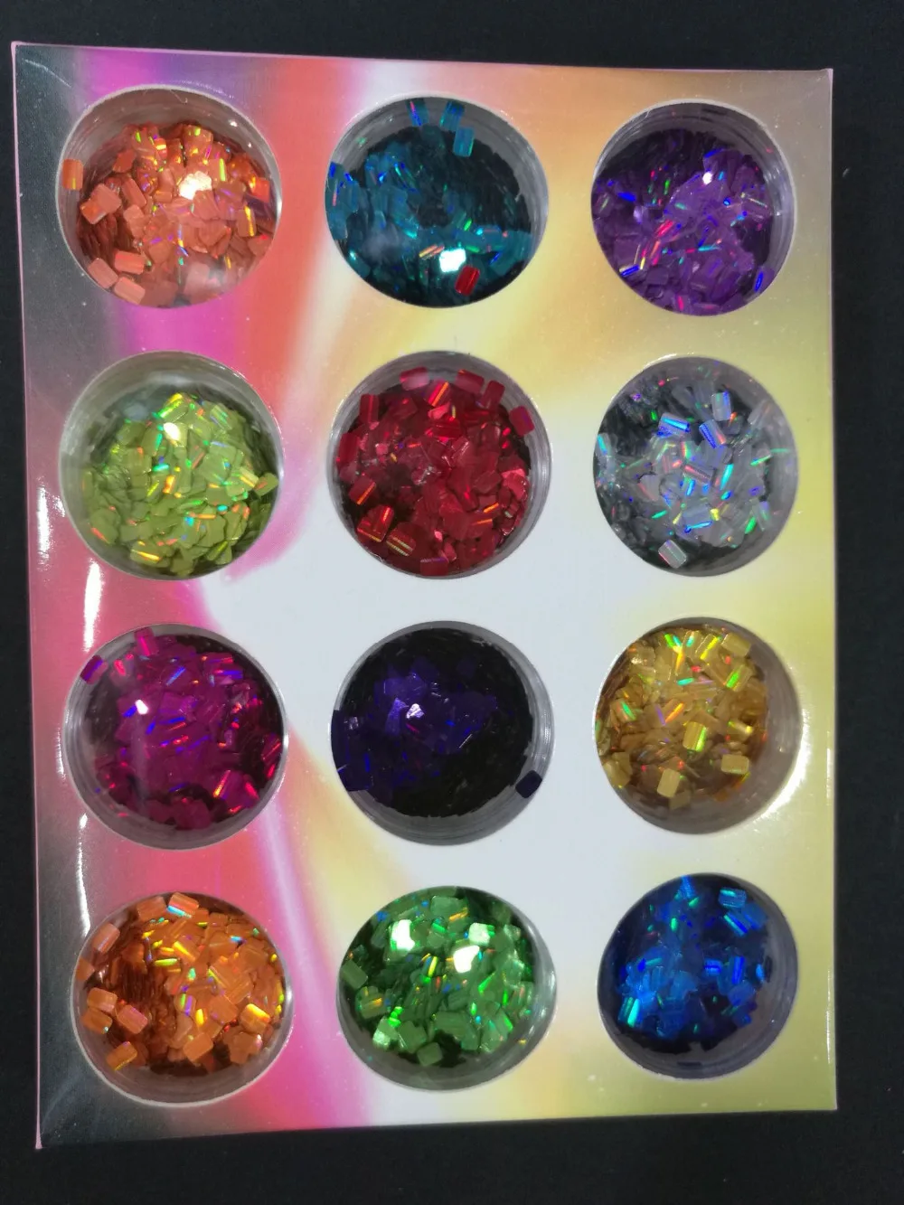 12 цветов 12jar/набор 12 цветов форма голографические цветные блестки пайетки для украшения ногтей, HG
