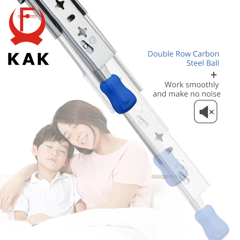 KAK Drawer Runners with Lock 10 to 50 inch Ball Bearing Three Fold Full Extension Heavy Duty Slide Rail Drawer Slides Hardware