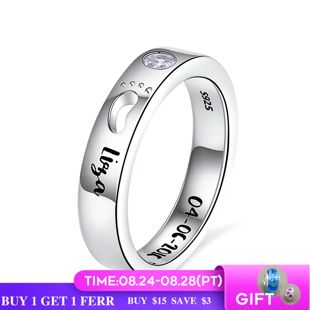 

Strollgirl new personalized 925 sterling silver custom dog claw bone engraved name ring commemorating dog best gift Free shippin
