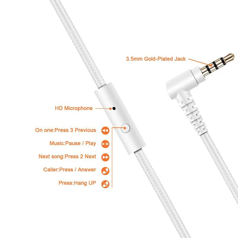 FOOVDO HD Sound Wired Headphones 3 5mm Cable Headsets Bass HiFi Sound Music Stereo Earphone Call Headset PC Game Music