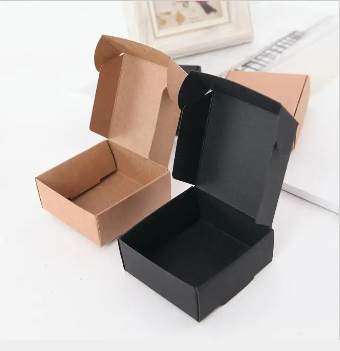 

19sizes 5pcs Mini Handmade Soap Box Kraft Paper Packaging Box Black Paper Cardboard Boxes White Jewelry Folding Gift Box