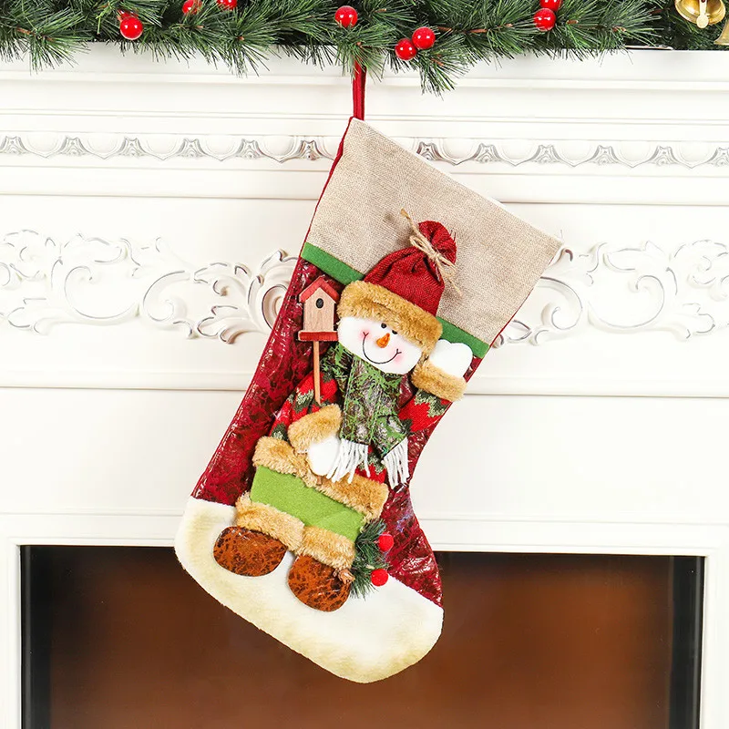 Рождественские чулки Санта Клаус носки со снеговиком Подарочный пакет для детей Рождественская елка Висячие рождественские украшения Новогодний декор