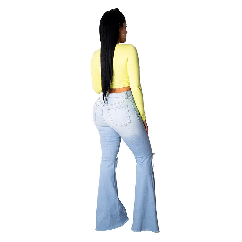 Tsuretobe Модные Винтажные женские джинсы женские ретро джинсы со средней талией женские повседневные длинные расклешенные брюки