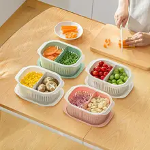 

2022 Kitchen Refrigerator Organizer Storage Drain Sealed Fresh Storage Box Ginger Garlic Onion Refrigerator Food Crisper Debris