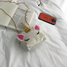 Милая сумка с единорогом для детей, женские кожаные сумки, сумки через плечо для девочек, сумки через плечо, маленькие сумки с блестками для женщин