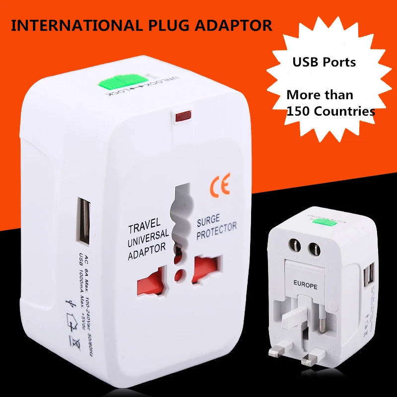 Cellphone International Universal Travel Adapter Option 2 USB Charging Port Converter EU UK US AU For iPhone Samsung Huawei