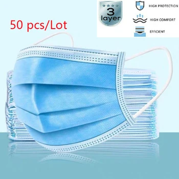 

100PCS One-use Mask Dustproof Anti-fog Breathable 3-Layer Mouth Face Masks For Face Shield Mascarillas Desechab Facemask Mask