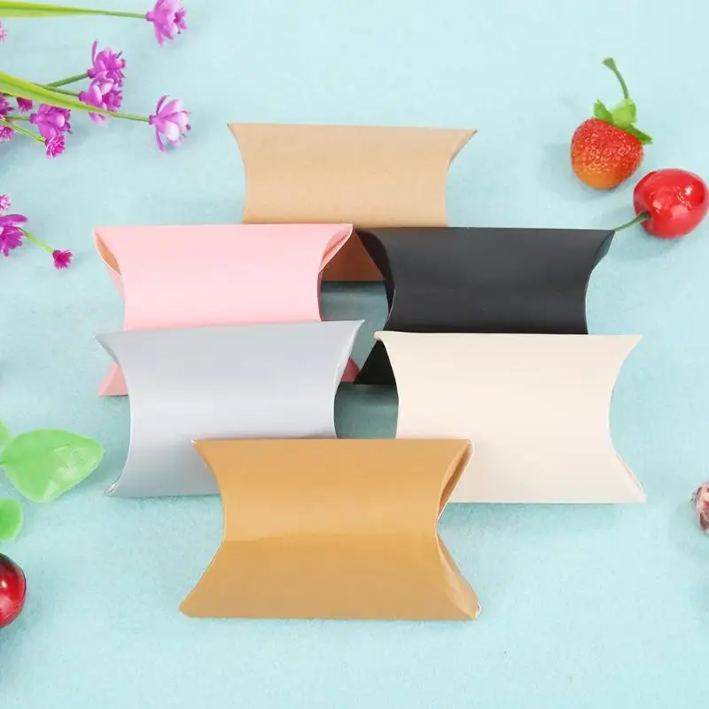 

10pcs Favor Candy Box Bag New Craft Paper Pillow Shape Wedding Favor Gift Boxes Pie Party Box bags Eco-friendly Kraft Promotion