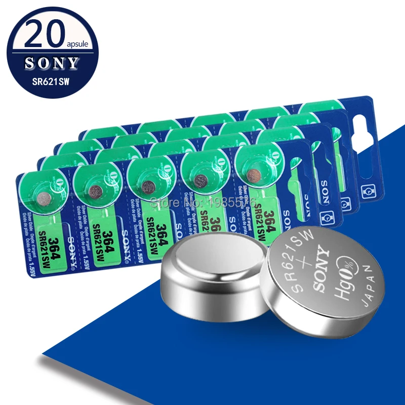 20 шт. для SONY 1,55 V AG1 LR621 364 164 531 SR621 SR621SW SR60 SP364 TR621 кнопочные батареи для часов игрушка пульт дистанционного управления батарея для монет