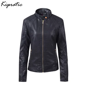 

5 Colors Fashion Long-sleeved Zipper Ladies PU Leather Jacket Slim Faux Leather Moto Biker Jackets Female Short Coat