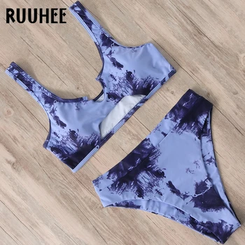 

RUUHEE Bikini Set Women Dye Tie Bikini Push Up Swimsuit Sexy Women Swimwear Hollow Out Bathing Suit Female Beachwear Biquinis