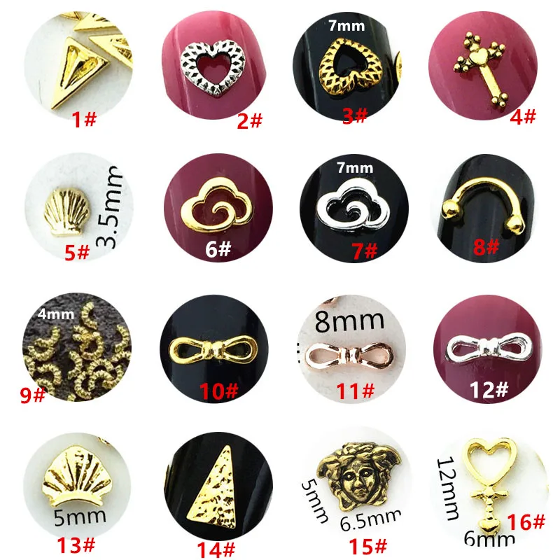 

50pcs/pack Japan 3D Nail Art Decorations Metal Nail Accessories Alloy Cross Shell Bow Nail Parts DIY Charm Alloy Nail Supplies