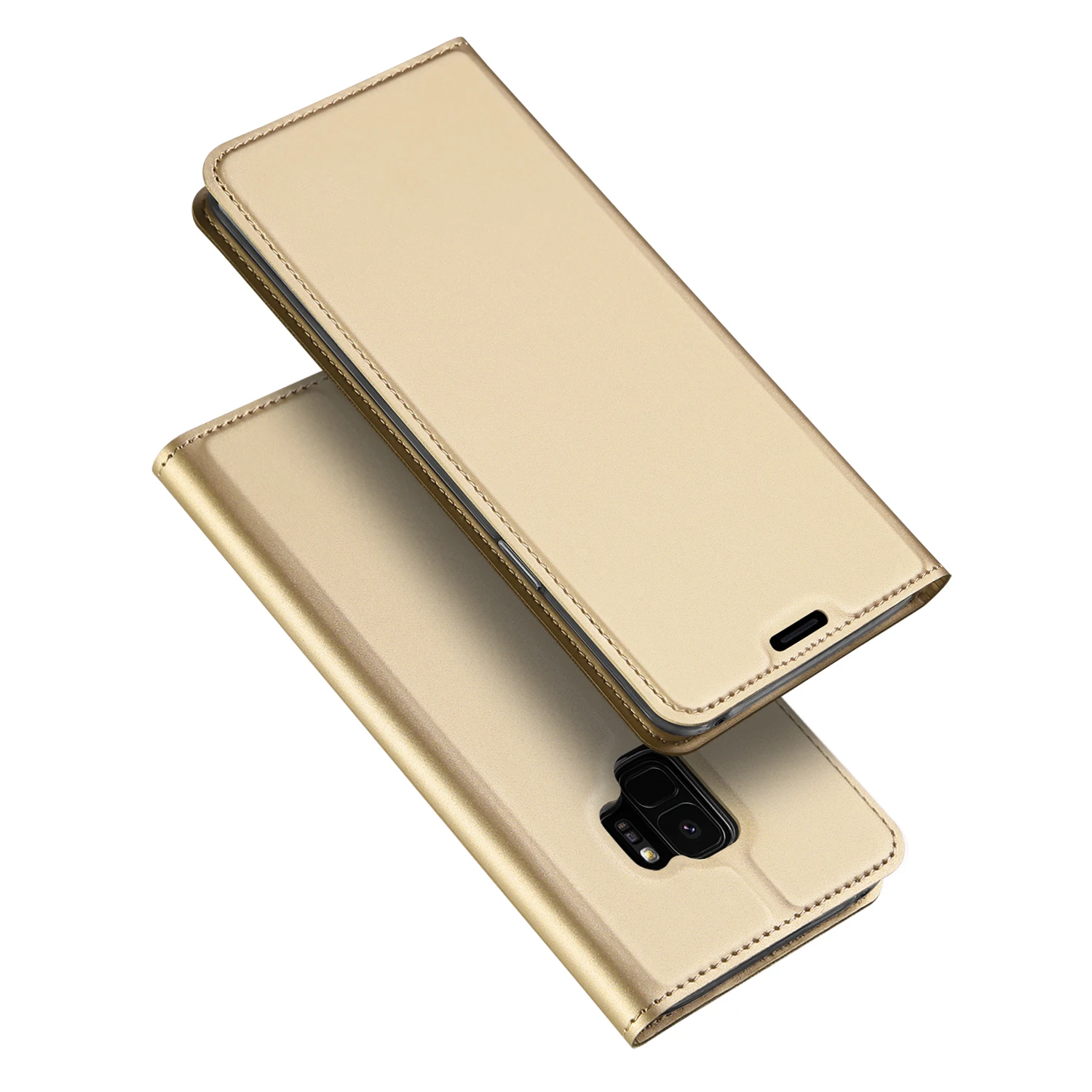 DUX DUCIS для samsung Galaxy Note 9 8 S8 S9 S10 Plus E ультратонкий кожаный чехол с откидной крышкой для Galaxy A6 A8 Note10 Plus A7 A9 - Цвет: Золотой