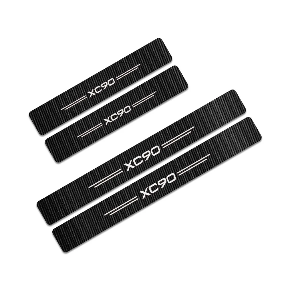 4PCS Car Stickers For Volvo S60 XC90 V40 V50 V60 S60 S90 V90 XC60 XC40 AWD T6 Auto Door Threshold Carbon Protector Accessories - Название цвета: XC90