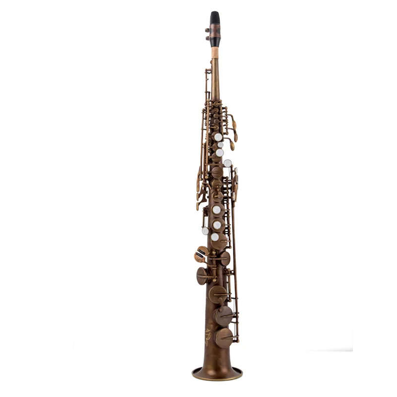 Made in France Mark VI Brass Straight Soprano Sax Saxophone Bb B Flat Woodwind Instrument Natural Shell Key Carve Pattern