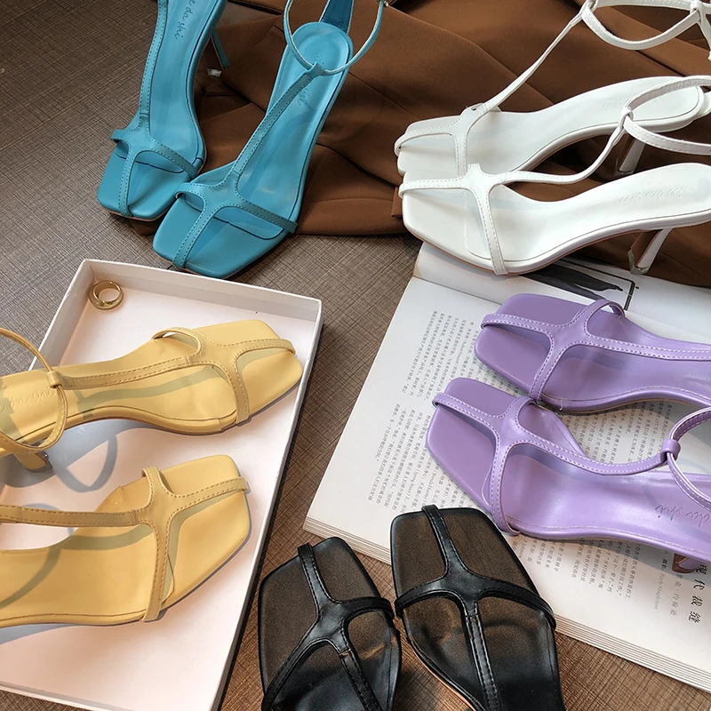 narrow black sandals