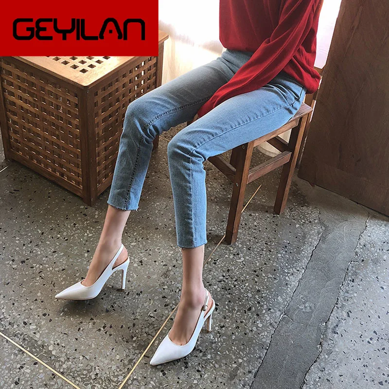 

High heels summer 2019 new Pointed white stiletto Wild wedding shoes Bridesmaid shoes Female small code shoes