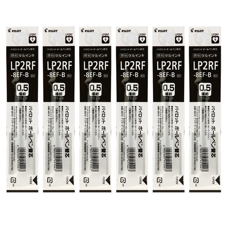 10pcs 파일럿 주스 젤 펜 리필 0.38 0.5mm 총알 유형 빠른 건조 레드 블루 블랙 3 색 옵션