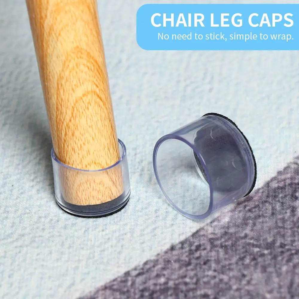 Description Picture 2 of item4Pcs/set New Transparent PVC Table Leg Caps Furniture Foot Cover Non-slip Floor Protector Pads Protective Case