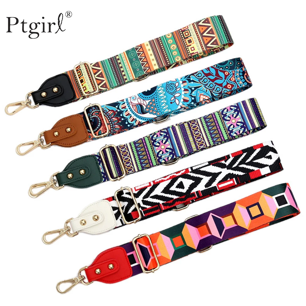 Nylon Colored Belt Bags Strap Accessories for Women Rainbow Adjustable