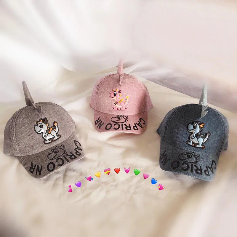 Doitbest 2 to 8 Years old Child Baseball Cap Hip Hop dinosaur model kids Sun Hat corduroy Boys Girls Caps snapback hats