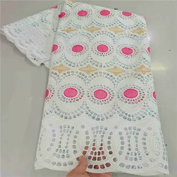 

100% Cotton Embroidery Swiss Voile Lace In Switzerland With Stones High Quality African Nigerian Lace Fabric For Wedding 5Yards