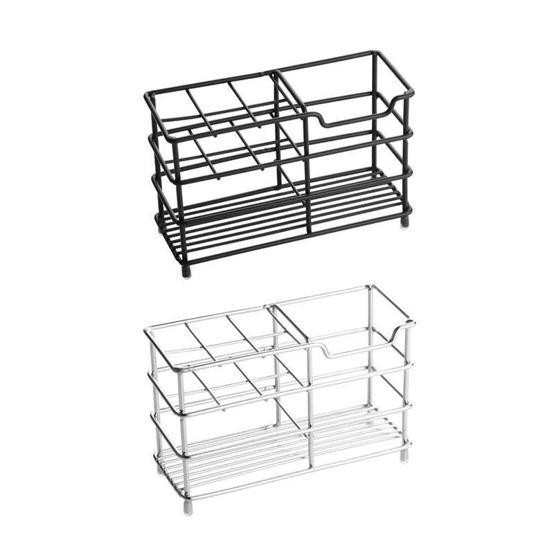 Toothbrush Holder Toothbrush Storage Box Bathroom Storage Rack Stainless Steel Multifunction Practical Bathroom Toothpaste Holder Stand Vertical