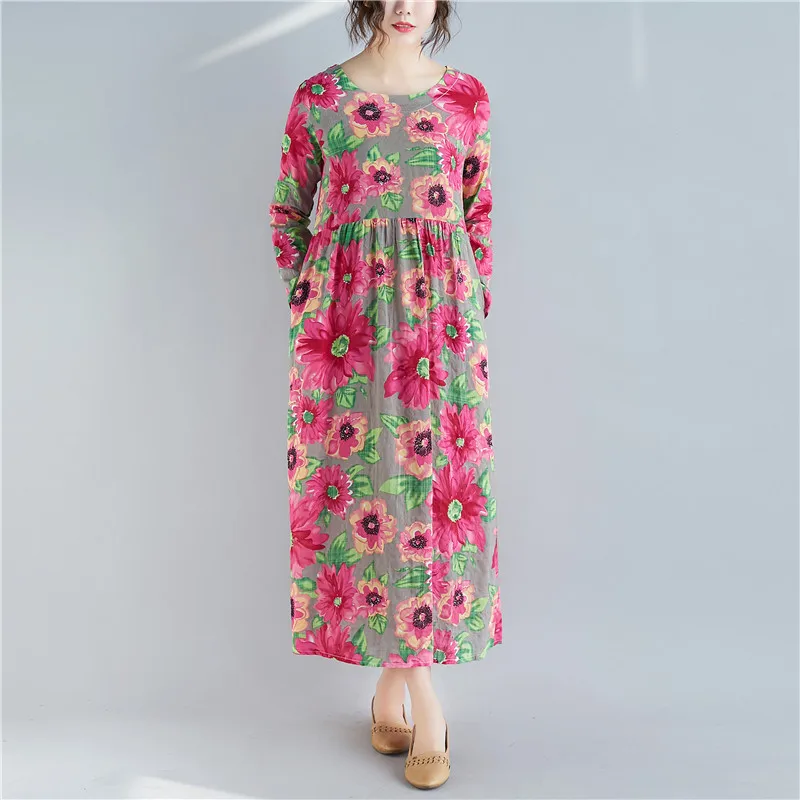 Photo Shoot Currently Available Cotton Comfortable Large Size Large Flower Dress