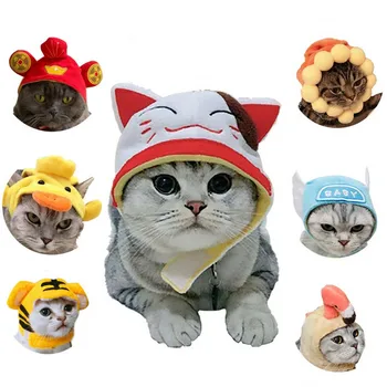 

2019 New Pet Headgear Hat Sun Flower Lucky Cat Cute Animal Design Puppy Cat Cap Funny Cosplay Dog Hats Pet Accessories