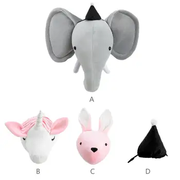 

Children's Room Ornaments Innovative Elephant Rabbit Toy Head Nordic Plush Decorative Wall Hanging Animal Head Decoration