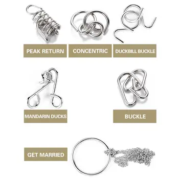 

Jigsaw Puzzle Stress Reliever Toys Home Fitness Intelligence High Carbon Steel Silver Unlock Ring Set Thinking Game