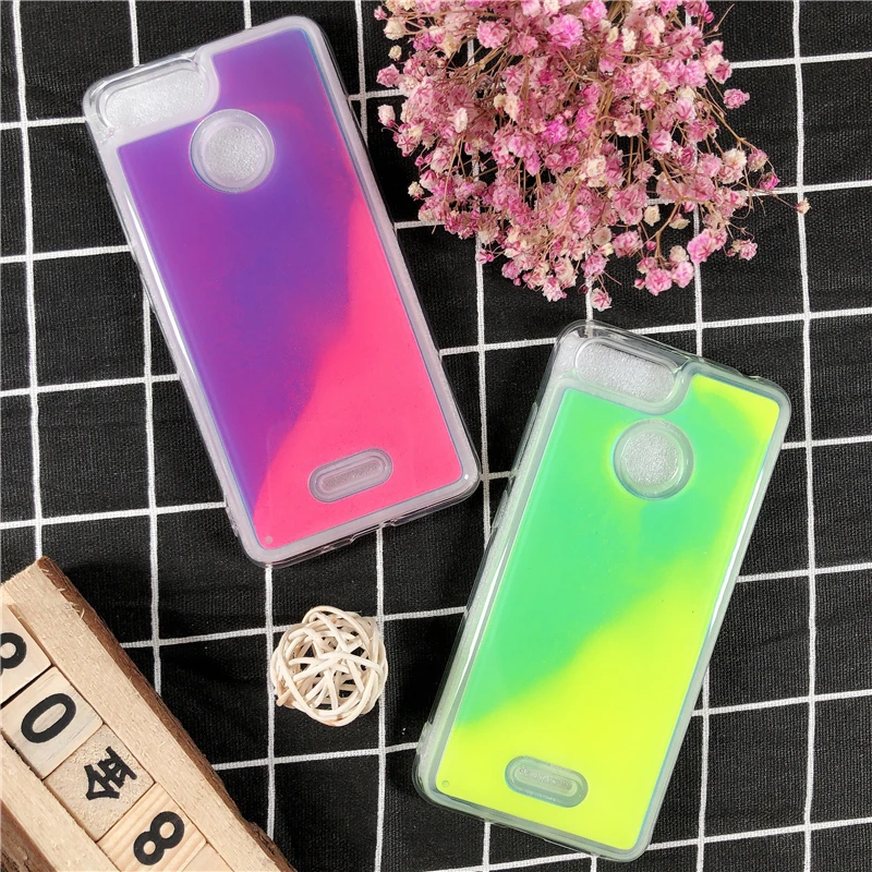 Светящийся неоновый песочный чехол для Xiaomi Redmi 6 Pro Note 5 7 силиконовый чехол светится в темноте жидкий Блестящий песок чехлы