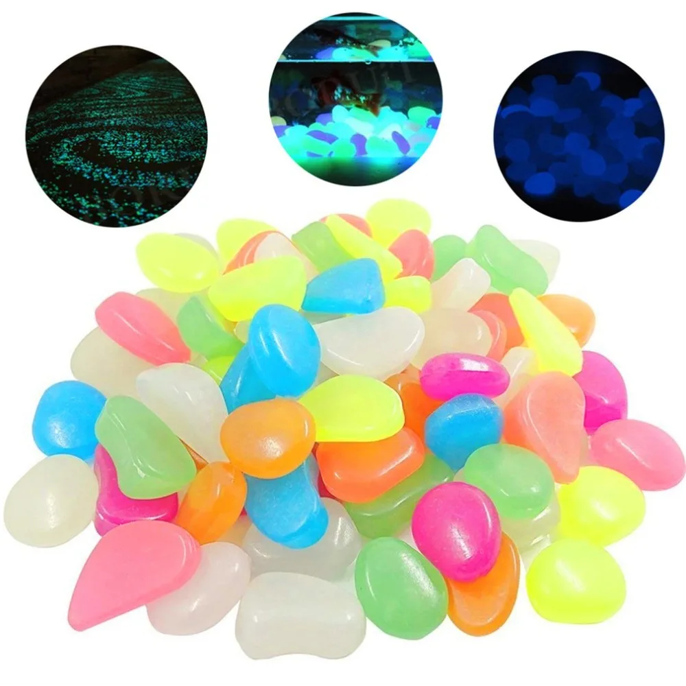 

50Pcs Glow in the Dark Garden Pebbles Glow Stones Rocks for Walkways Aquarium Decor Luminous Stones Wedding Party Rock Garden ja
