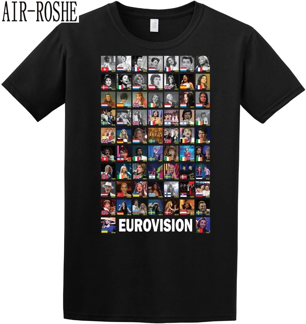 

New 2019 Summer Style T-Shirt EUROVISION WINNERS 1956-2017 T SHIRT T Shirts